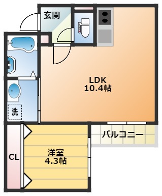 【大阪市西成区天下茶屋東のマンションの間取り】