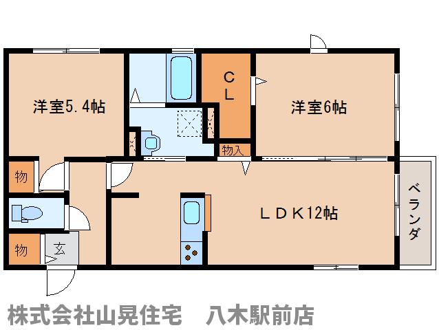 橿原市新口町のアパートの間取り