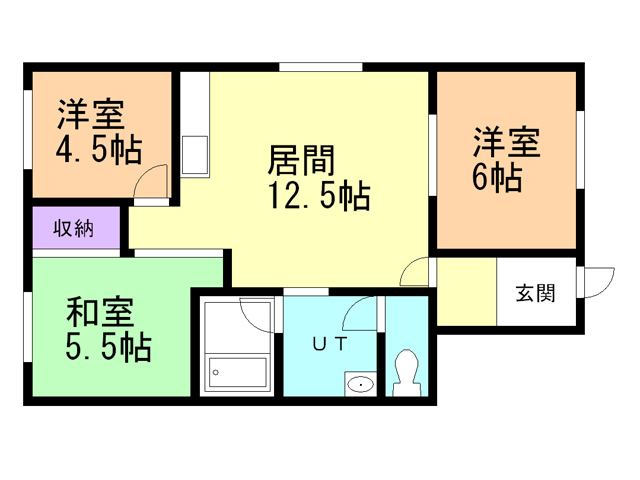 函館市旭町のアパートの間取り