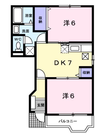 岡山市中区八幡のアパートの間取り