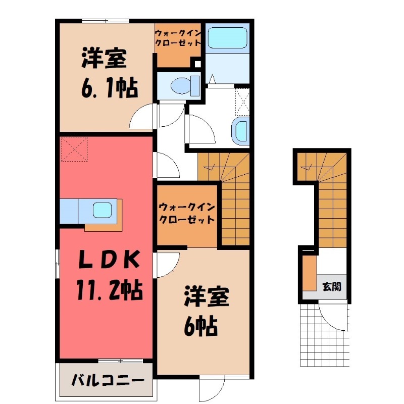 伊勢崎市西久保町のアパートの間取り