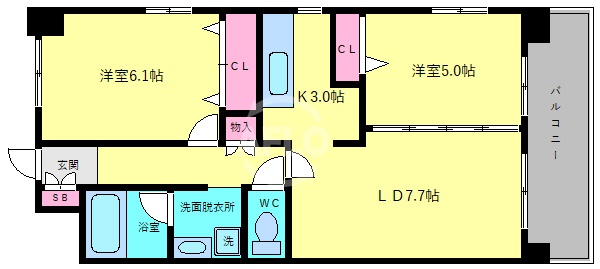 大阪市阿倍野区松崎町のマンションの間取り