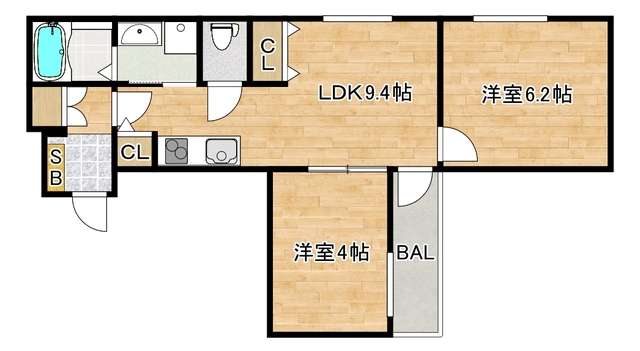 【大阪市東住吉区鷹合のマンションの間取り】