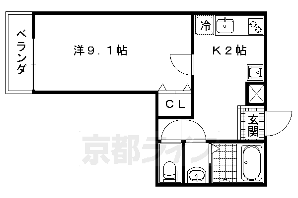 京都市北区大宮西小野堀町のマンションの間取り