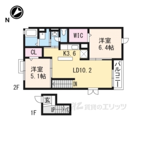 甲賀市甲南町寺庄のマンションの間取り