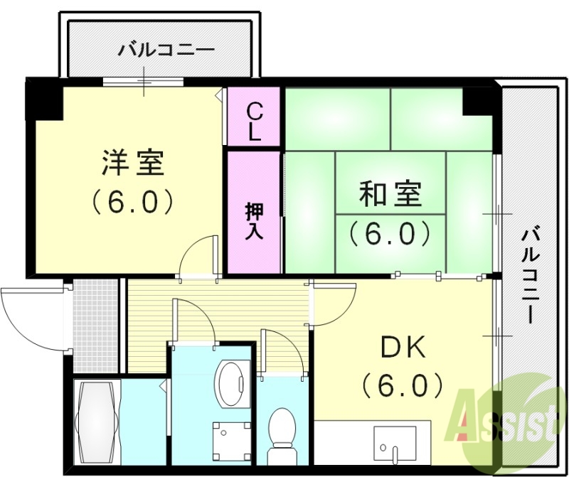 【神戸市長田区房王寺町のマンションの間取り】