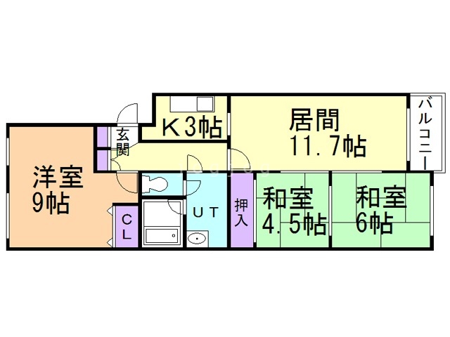 チュリス山鼻南Ａ棟の間取り