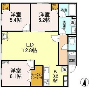 札幌市東区北二十条東のマンションの間取り