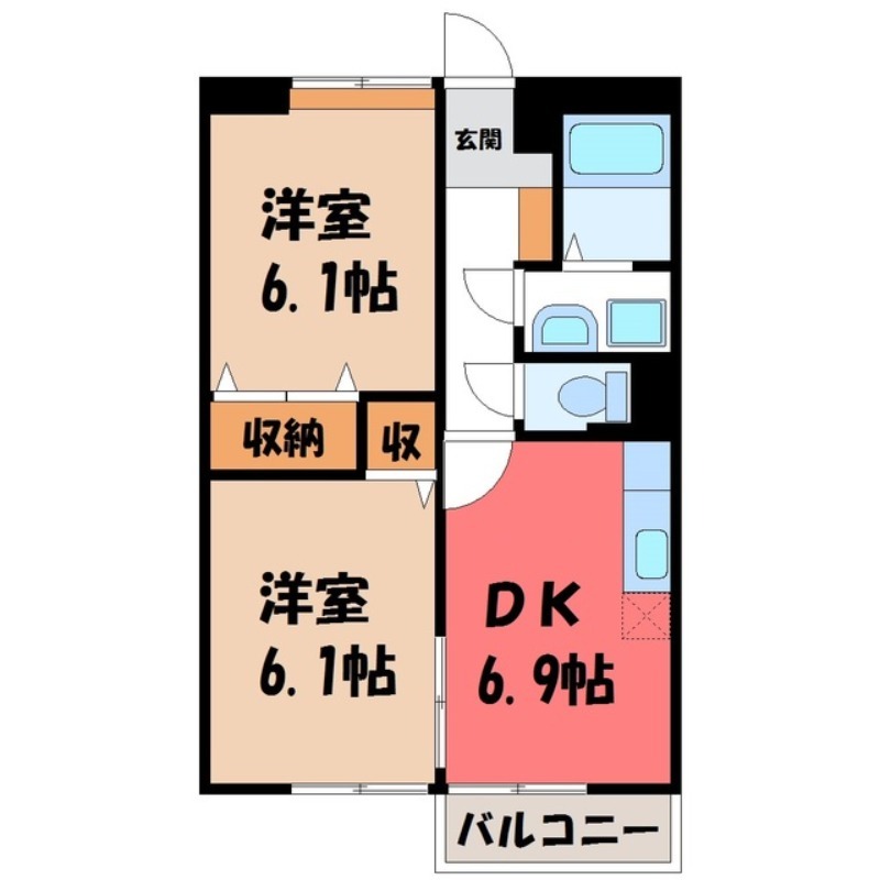 筑西市玉戸のアパートの間取り