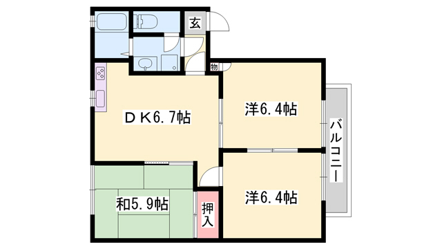 サニーハイツＵＥDＡの間取り