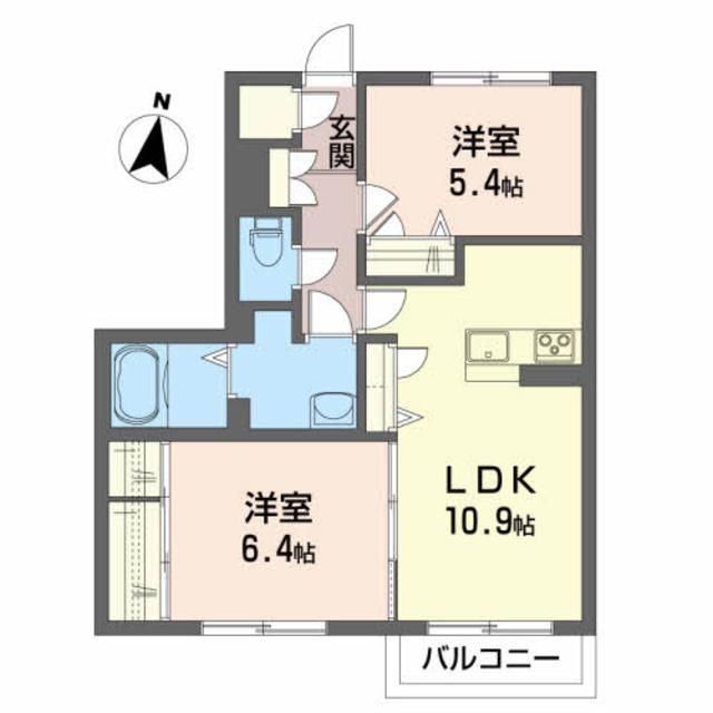 郡山市富田町のアパートの間取り