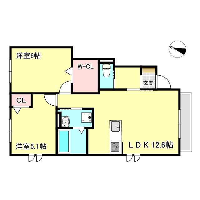 姫路市飾磨区今在家のアパートの間取り