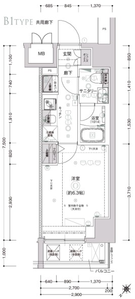 横浜市港北区新横浜のマンションの間取り