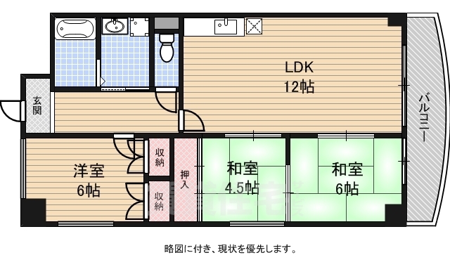 京都市南区上鳥羽高畠町のマンションの間取り