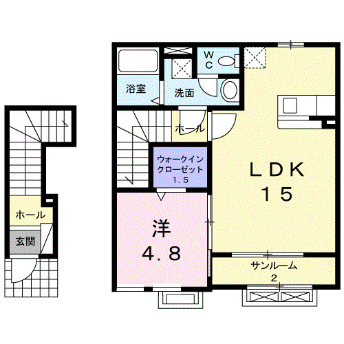 富山市豊田本町のアパートの間取り