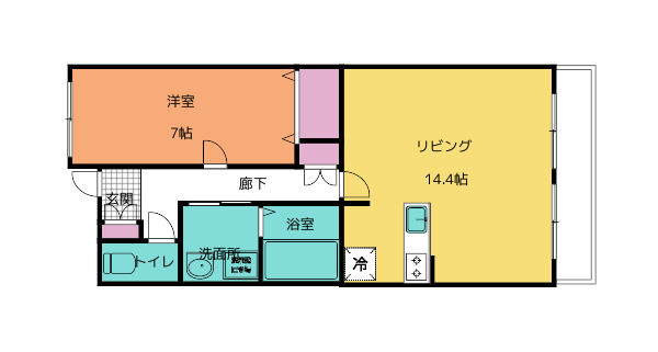 宮城県仙台市泉区市名坂字新道（マンション）の賃貸物件の間取り