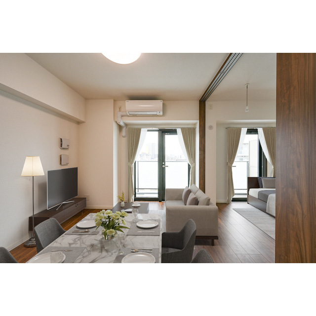 居室・リビング　家具・調度品等はＣＧ　加工です。実際の賃貸住居　には含まれま