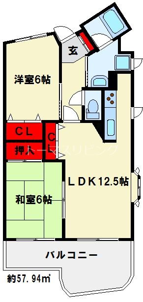 ＪＲ鹿児島本線 西小倉駅 徒歩14分 8階建 築27年の間取り写真