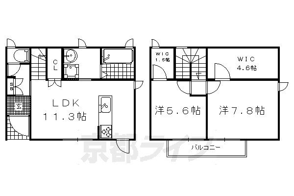 地下鉄烏丸線 北大路駅 徒歩10分 2階建 築13年の間取り写真