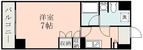 熊本市電健軍線 水道町駅 徒歩6分 13階建 築19年の間取り写真