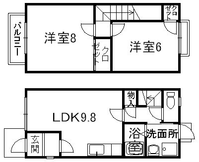 ＪＲ東海道本線 守山駅 バス乗車時間：25分 最寄りバス停で下車 徒歩3分 2階建 築24年の間取り写真
