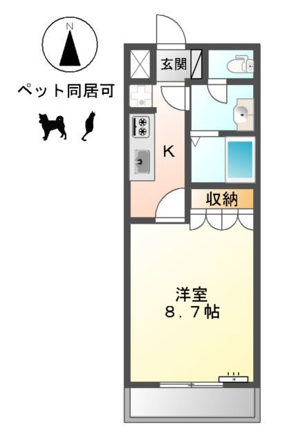 一宮市大和町妙興寺のアパートの間取り