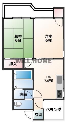 海南市名高のマンションの間取り