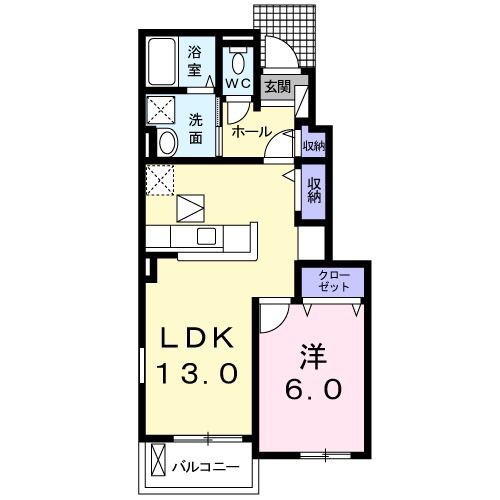 北茨城市中郷町下桜井のアパートの間取り