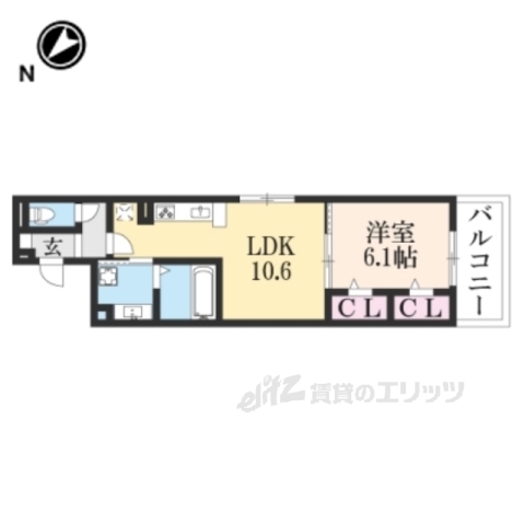 京都市右京区太秦和泉式部町のアパートの間取り