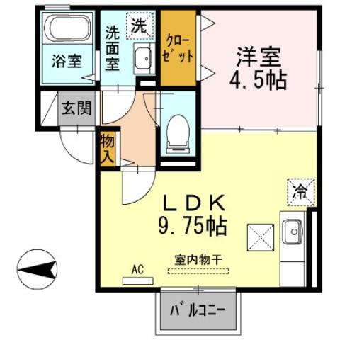 福山市神辺町大字川北のアパートの間取り