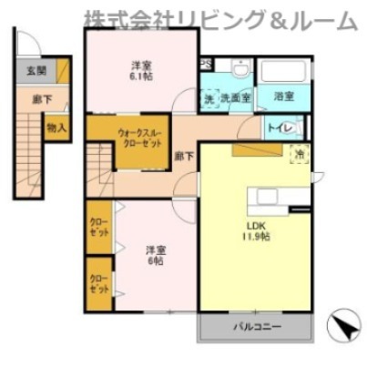 神栖市平泉東のアパートの間取り