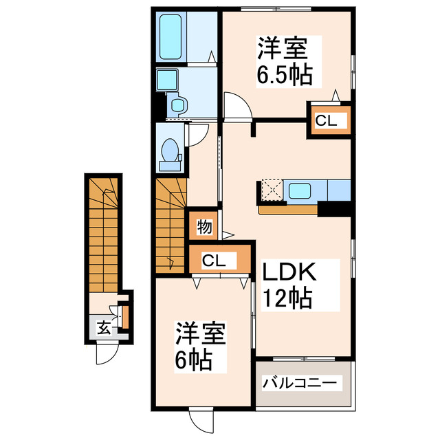 菊池市大琳寺のアパートの間取り