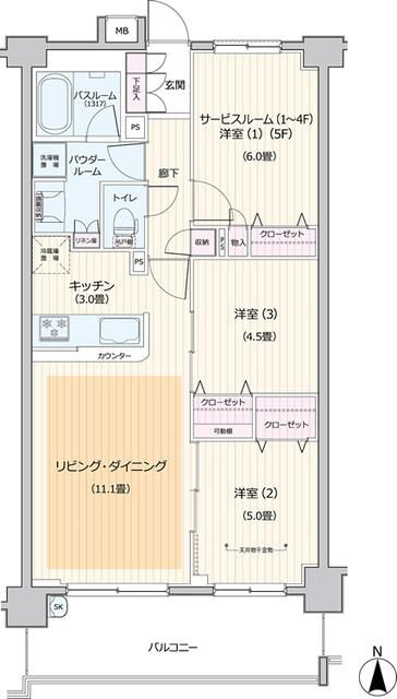 パレステージ北久里浜の間取り