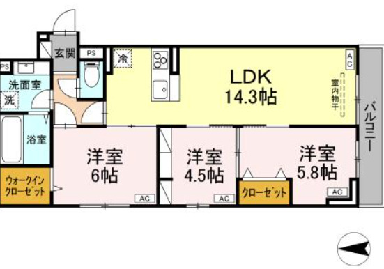 八王子市本町のアパートの間取り