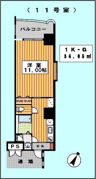 福岡市博多区中洲のマンションの間取り