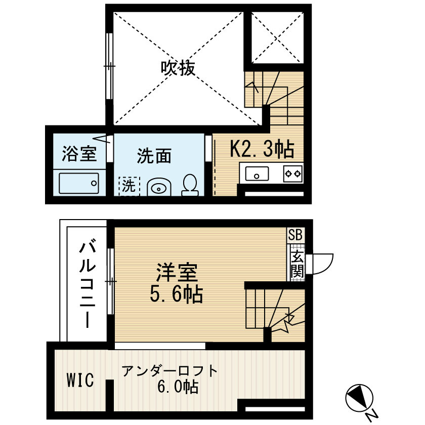 【名古屋市天白区野並のアパートの間取り】