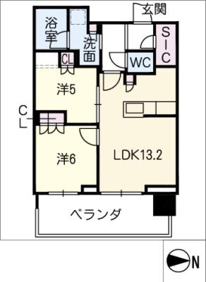 プラウドタワー名古屋錦１０１０号室の間取り