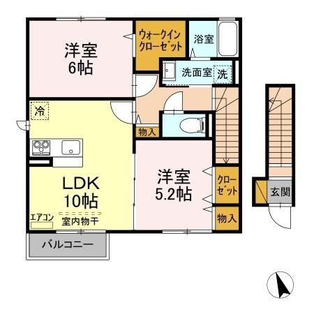 つくばみらい市紫峰ヶ丘のアパートの間取り