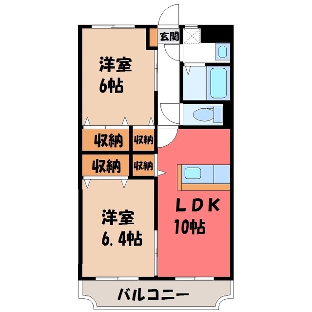 栃木市大平町富田のマンションの間取り