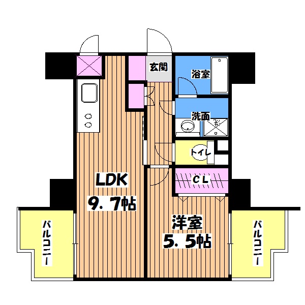 多摩市一ノ宮のマンションの間取り