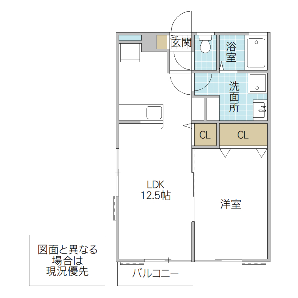 水戸市千波町のアパートの間取り