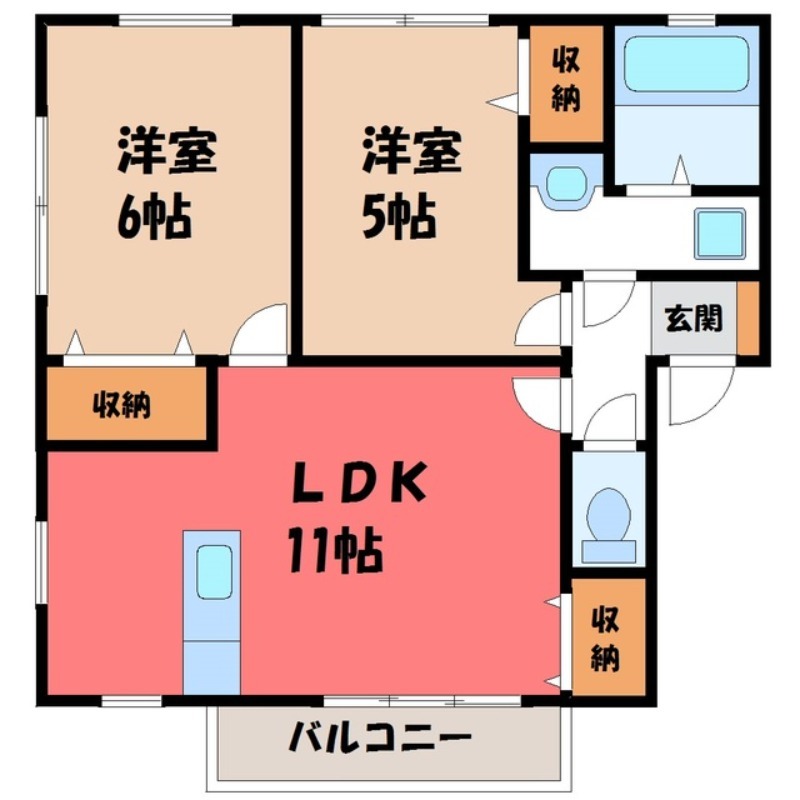 宇都宮市細谷のアパートの間取り