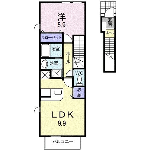 大牟田市大字宮部のアパートの間取り