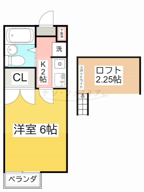 豊橋市東光町のアパートの間取り