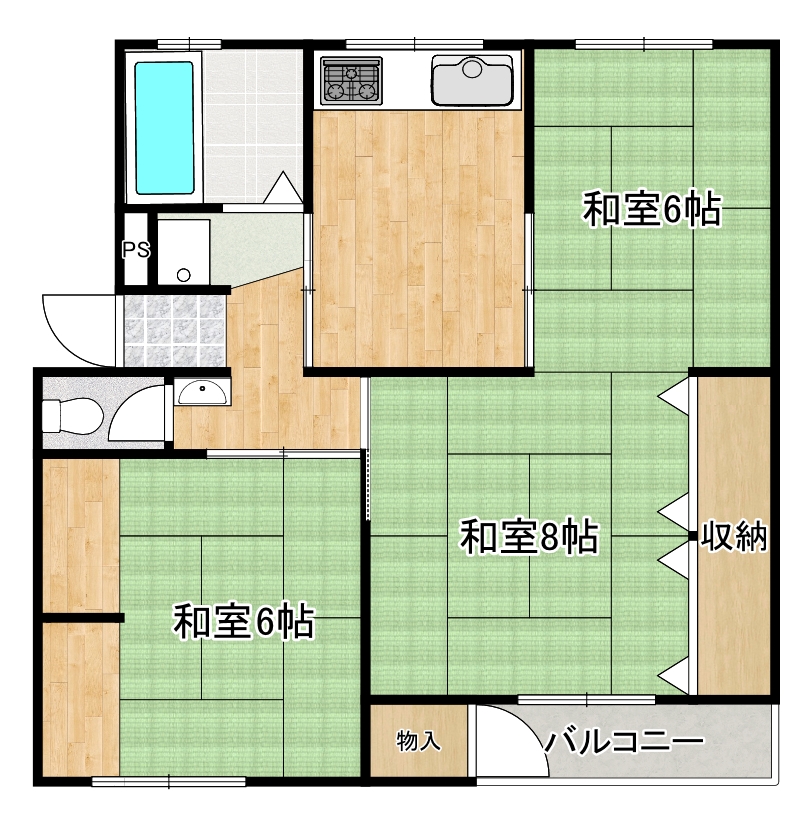 渦が森コーポ４号棟の間取り