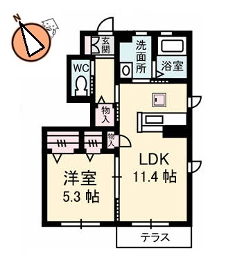 徳島市南矢三町のアパートの間取り