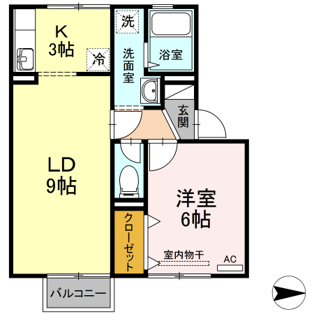 【岡山市北区津高のアパートの間取り】