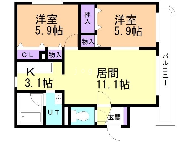 札幌市豊平区豊平五条のマンションの間取り