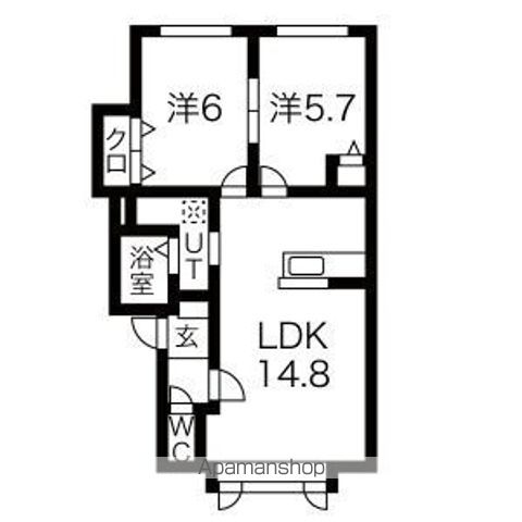 地下鉄南北線 真駒内駅 バス乗車時間：19分 最寄りバス停で下車 徒歩2分 2階建 築21年の間取り写真