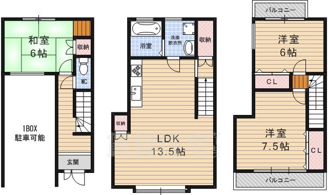 【西ノ京樋ノ口町貸家の間取り】